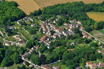 Fototapeta na wymiar Brueil en Vexin, France - july 7 2017 : aerial picture of the village
