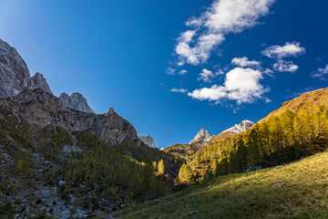 The Carnic Alps in a colorful autumn day