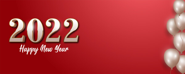 Happy new year 2022 banner illustration template luxury design with text space