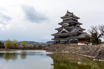 Fototapeta premium Cloudy sky and Matsumoto Castle