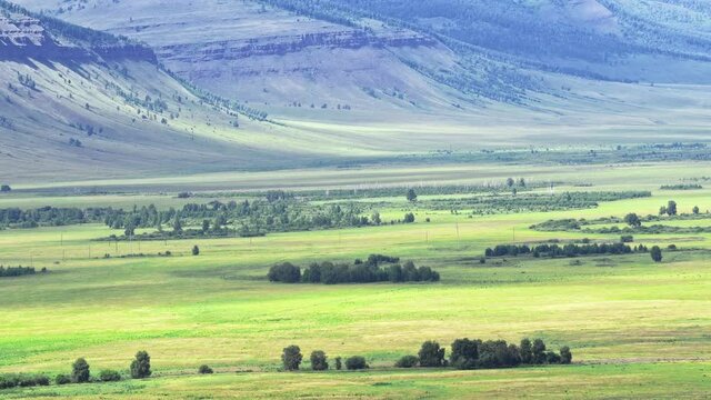 Sunduki, Beautiful panorama of mountains, Yenisei river, Khakassia, Russia, mountain river, Nature of Russia, Taiga