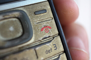 Old vintage mobile cell phone, detail