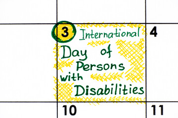 Reminder International Day of Persons with Disabilities in calendar.