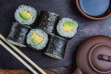 Japanese sushi - fast food. Asian traditional snack