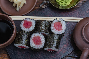 Japanese sushi - fast food. Asian traditional snack
