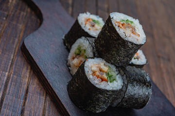 Japanese sushi - fast food. Asian traditional snack