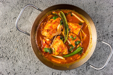 Traditional Pakistani and North Indian chicken karahi, top view