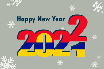 New Year's card 2022. In the photo: an element of the Palmyra Atoll flag. Festive inscription and snowflakes. It can be used as an advertising poster, postcard, flyer, invitation or website.