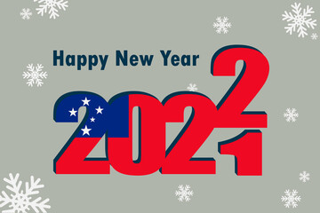 New Year's card 2022. It depicts an element of the flag of Samoa, a festive inscription and snowflakes. It can be used as an advertising poster, postcard, website or national greeting card.