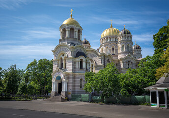 Fototapeta na wymiar Nativity of Christ Orthodox Cathedral - Riga, Latvia
