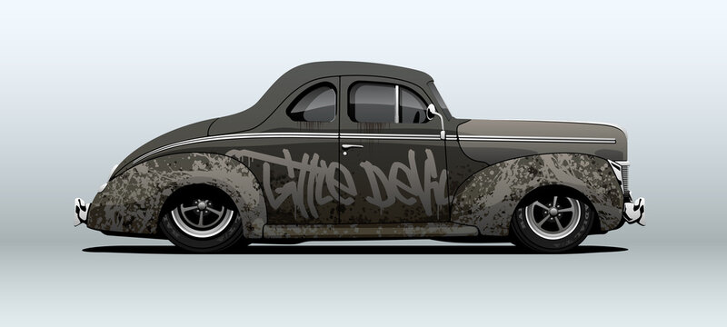 Rat Rod, view from side. Vector illustration.