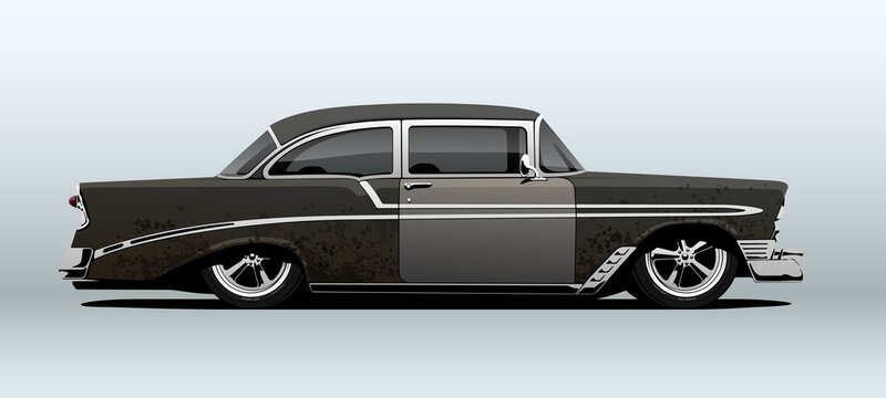Rat Rod, view from side. Vector illustration.