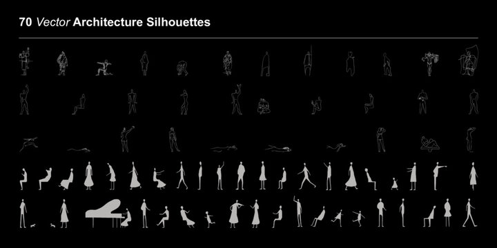 70 silhouettes d'architecture  - Vecteur