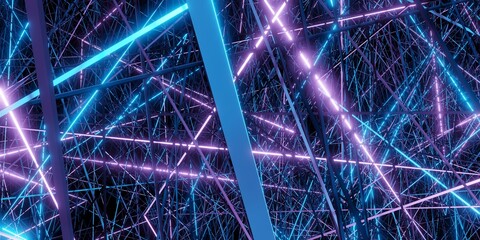 abstract background Intricate contrasting laser beams 3D illustration