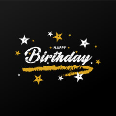 Happy birthday hand lettering design on black background