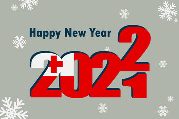New Year's card 2022. It depicts an element of the flag of Tonga, a festive inscription and snowflakes. It can be used as an advertising poster, postcard, website or national greeting card.