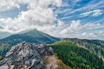 Beautiful mountains among the clouds.