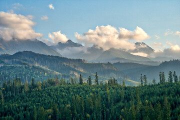 Beautiful mountains among the clouds.