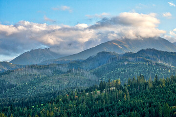 Beautiful mountains among the clouds.