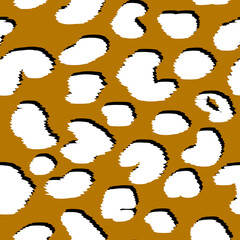 Abstract modern leopard seamless pattern. Animals trendy background. Brown and white decorative vector stock illustration for print, card, postcard, fabric, textile. Modern ornament of stylized skin