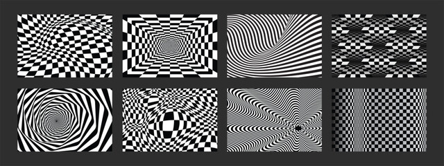 Abstract black and white checkered background collection. Set of checkered wave black white background for sport race championship and business finish success.