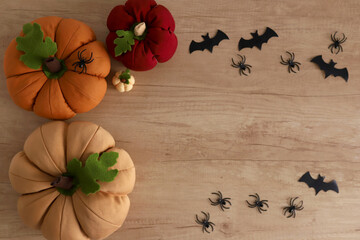 DIY Halloween crafting, handmade crafts for Halloween , spider, bat, and pumpkin made of fabric and...