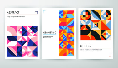 Modern Bauhaus Web Design. Vector Illustration of Abstract Posters.