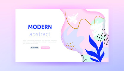 Modern Floral Landing Page. Vector Illustration of Abstract Design.