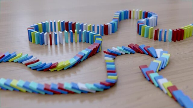 Domino Steine - Konzept Kettenreaktion, Abh&auml;ngigkeit oder Vielfalt