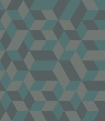 Fototapeta premium Abstract background seamless geometric pattern. Cube shape, diamond shape. Bluish gray tone. Surface design for apparel, textile, tile, cover, poster, flyer, banner, wall. Vector illustration.