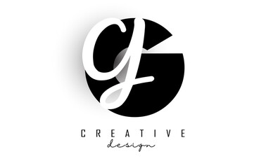 Letters GG Logo with a minimalist design. Letters G and G with geometric and handwritten typography.