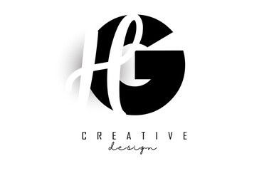 Letters GH Logo with a minimalist design. Letters G and H with geometric and handwritten typography.