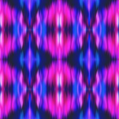 Optical tie dye kaleidoscope blur texture background. Seamless washed out symmetry ombre effect. 80s style retro geometric mirror pattern. High resolution funky beach wear fashion textile