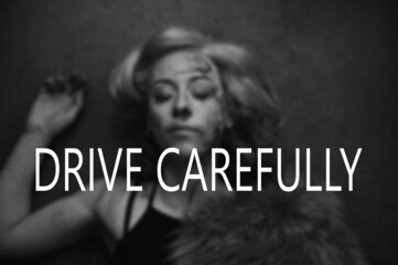 Drive Carefully Woman with wounds on the face car accident,Horror