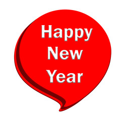 red speech bubble, happy new year