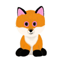 Cute fox on a white background, illustration