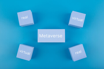 Metaverse modern minimal concept in monochromatic blue colors