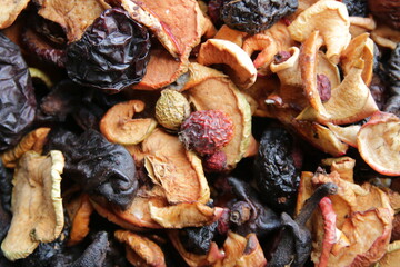 Healthy food concept. Dried fruits on the table.