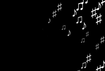 Dark Silver, Gray vector template with musical symbols.