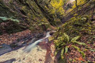 A narrow gorge called Rastenbachklamm in Caldaro sulla strada del Vino in Italian South Tyrol.