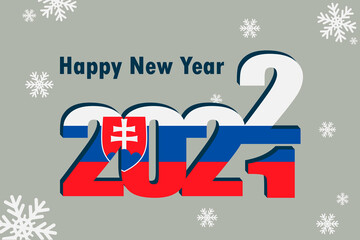 New year's card 2022. It shows an element of the flag of Slovakia, a festive inscription and snowflakes. It can be used as a promotional poster, postcard, website, or national greeting.