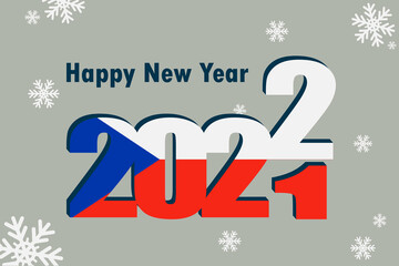 New year's card 2022. It shows an element of the Czech flag, a festive inscription and snowflakes. It can be used as a promotional poster, postcard, website, or national greeting.