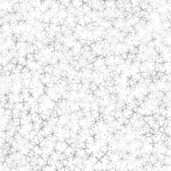 Hand Drawn Snowflakes Christmas Seamless Pattern. Subtle Flying Snow Flakes on chalk snowflakes Background. Amusing chalk handdrawn snow overlay. Graceful holiday season decoration.