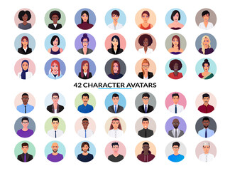 Character Avatar with Round Face profile Big Collection