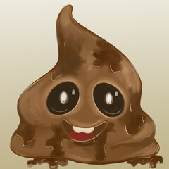 cute character poop with eyes. illustration. isolated on gradient background.