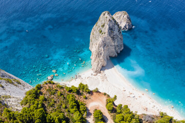 Aerial view of Mizithres cliff rock in Zakynthos Ionian island, Greece