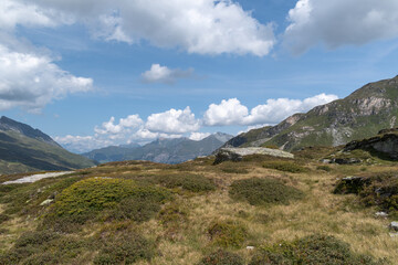 Vals, Switzerland, August 21, 2021 Alpine panorama view on a sunny day