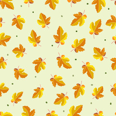 Obraz premium maple autumn drawing leaves vector seamless pattern
