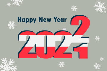 New year's card 2022. Depicted: an element of the flag of Austria, a festive inscription and snowflakes. it can be used as a promotional poster, postcard, flyer, invitation or website.