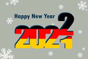 New year's card 2022. Depicted: an element of the German flag, a festive inscription and snowflakes. it can be used as a promotional poster, postcard, flyer, invitation or website